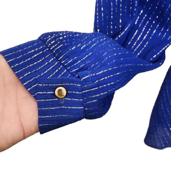 Corey Lynn Calter Amari Top Size Small Royal Blue With Gold Accent High Low - Picture 4 of 14